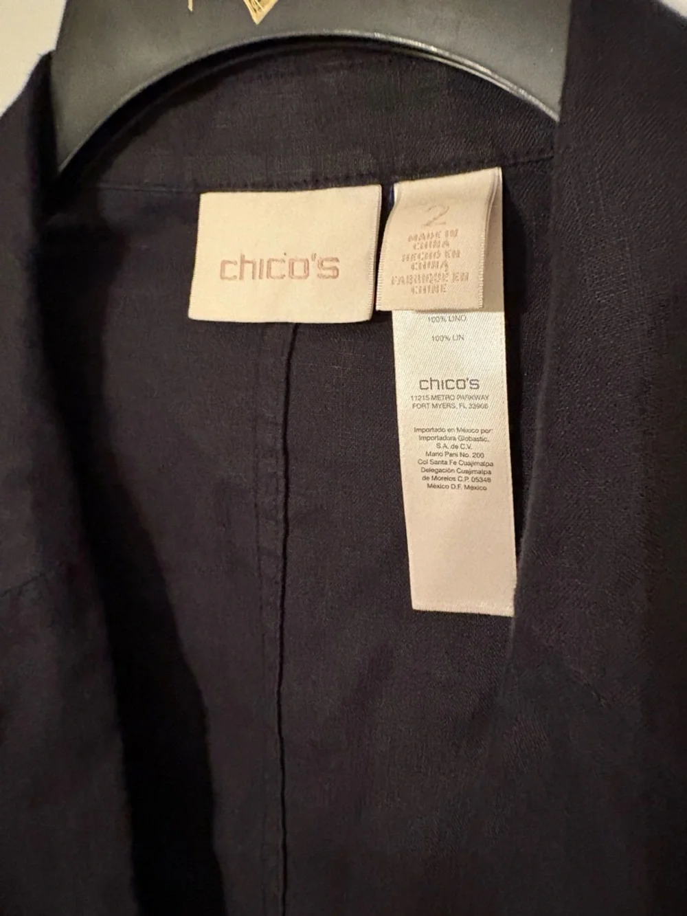 Chicos Linen Blazer sz 2 (12/14) - Picture 2 of 5